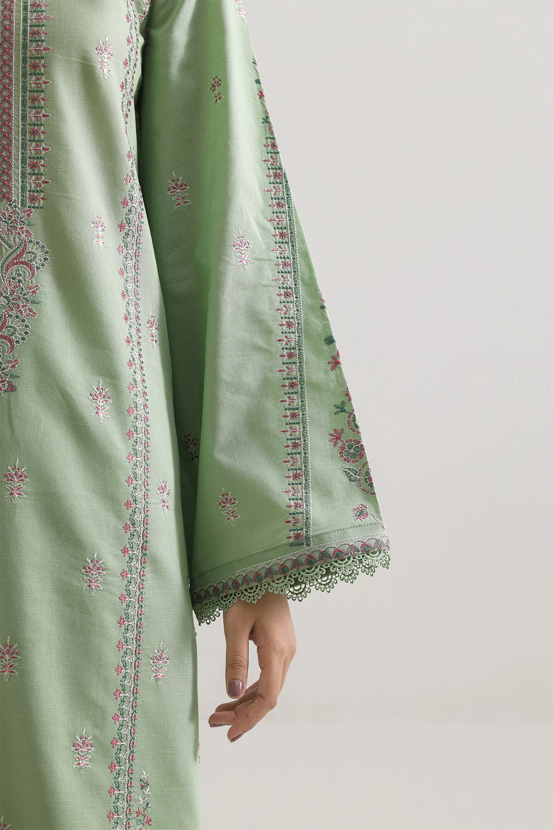 Unstitched Solid Embroidered Khaddar 2 Piece (Shirt/Trouser) - Image 5
