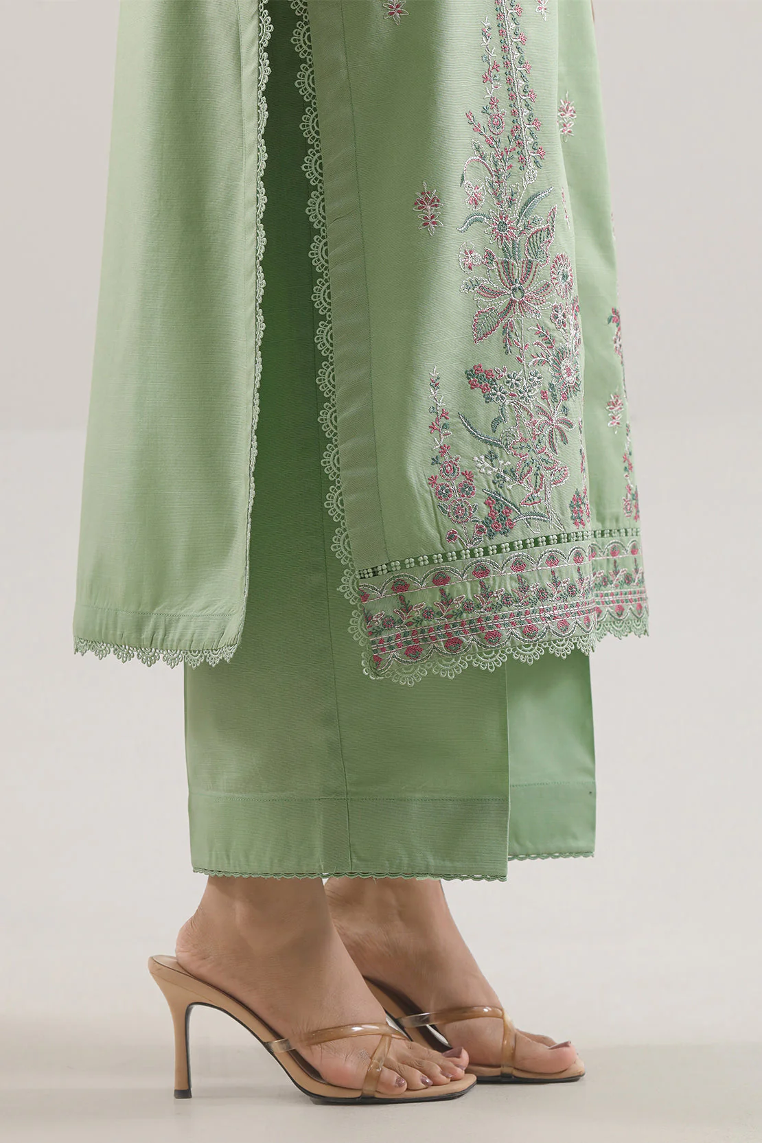 Unstitched Solid Embroidered Khaddar 2 Piece (Shirt/Trouser) - Image 6