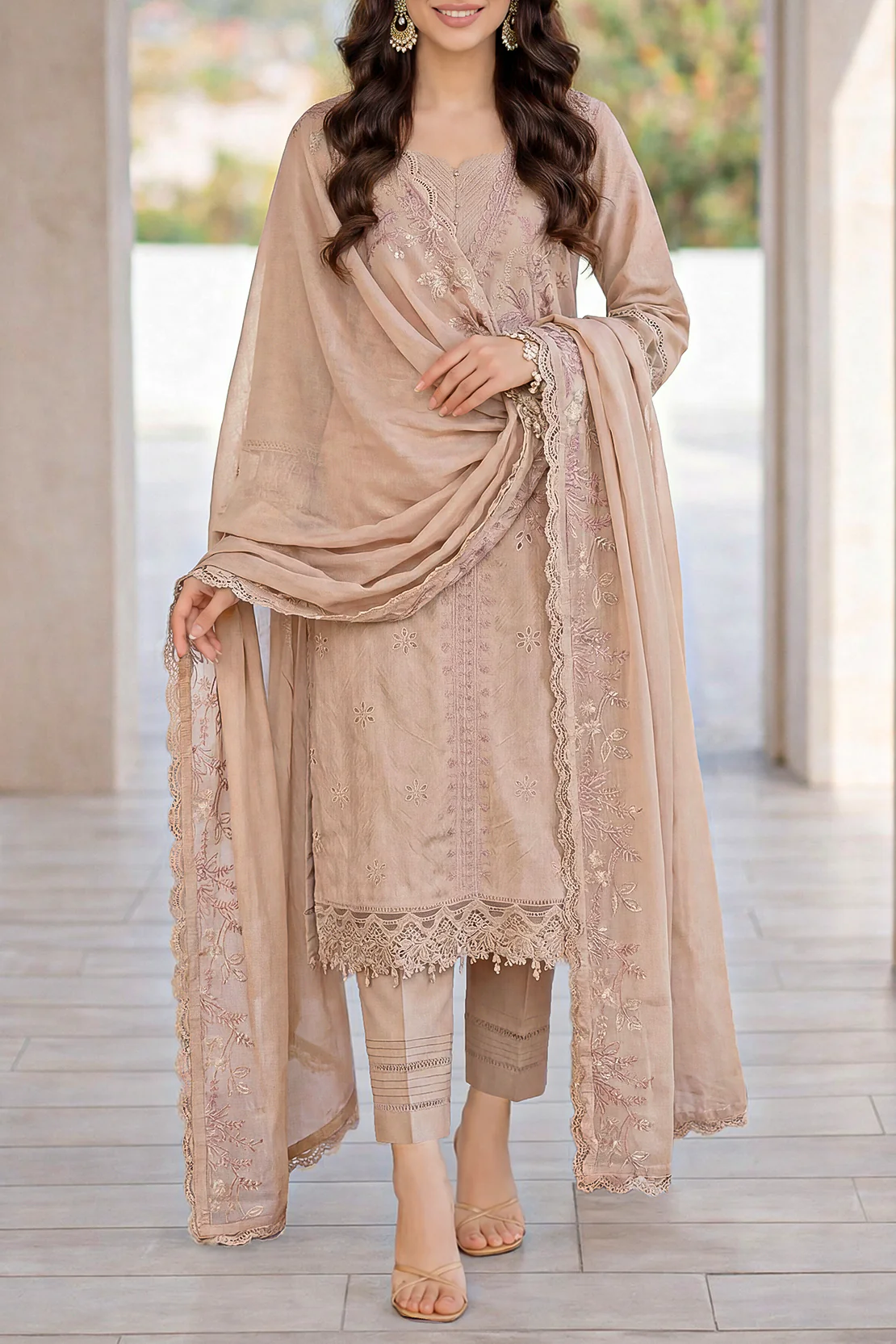 Unstitched Solid Embroidered Self Jacquard 3 Piece