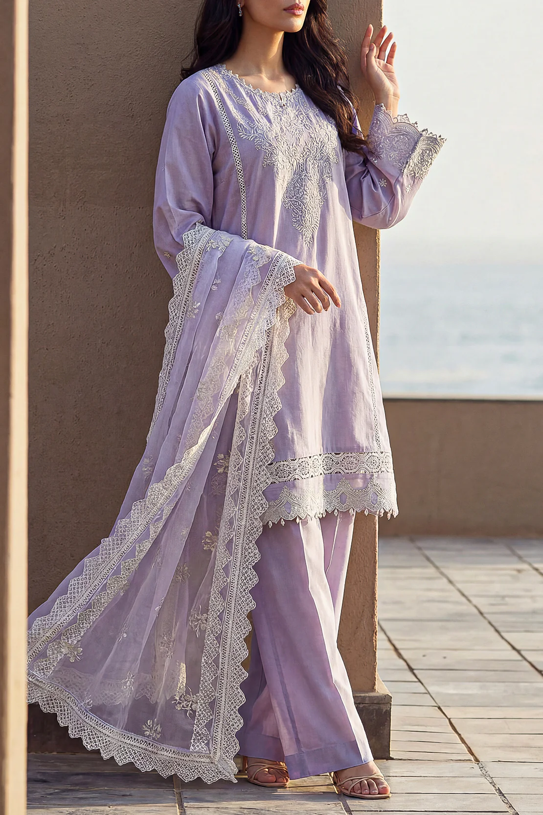 Unstitched Solid Embroidered Self Jacquard 3 Piece