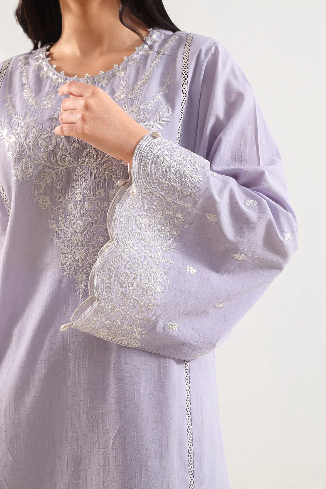 Unstitched Solid Embroidered Self Jacquard 3 Piece - Image 4