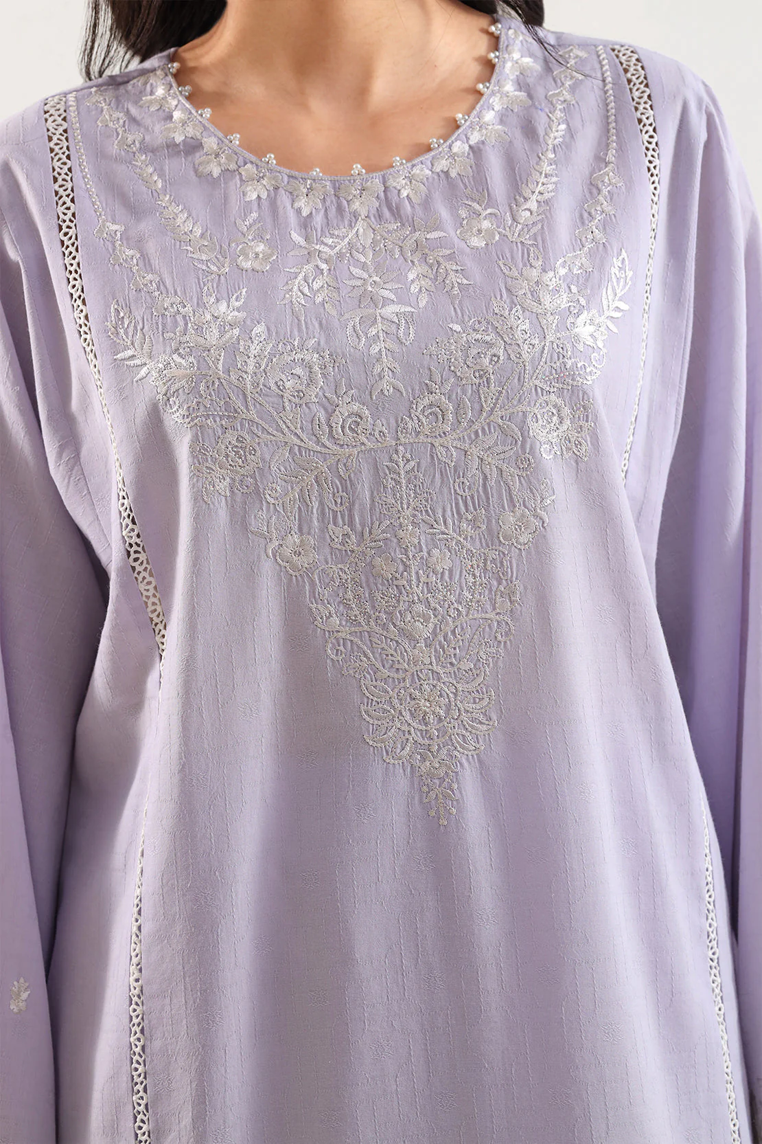 Unstitched Solid Embroidered Self Jacquard 3 Piece - Image 5