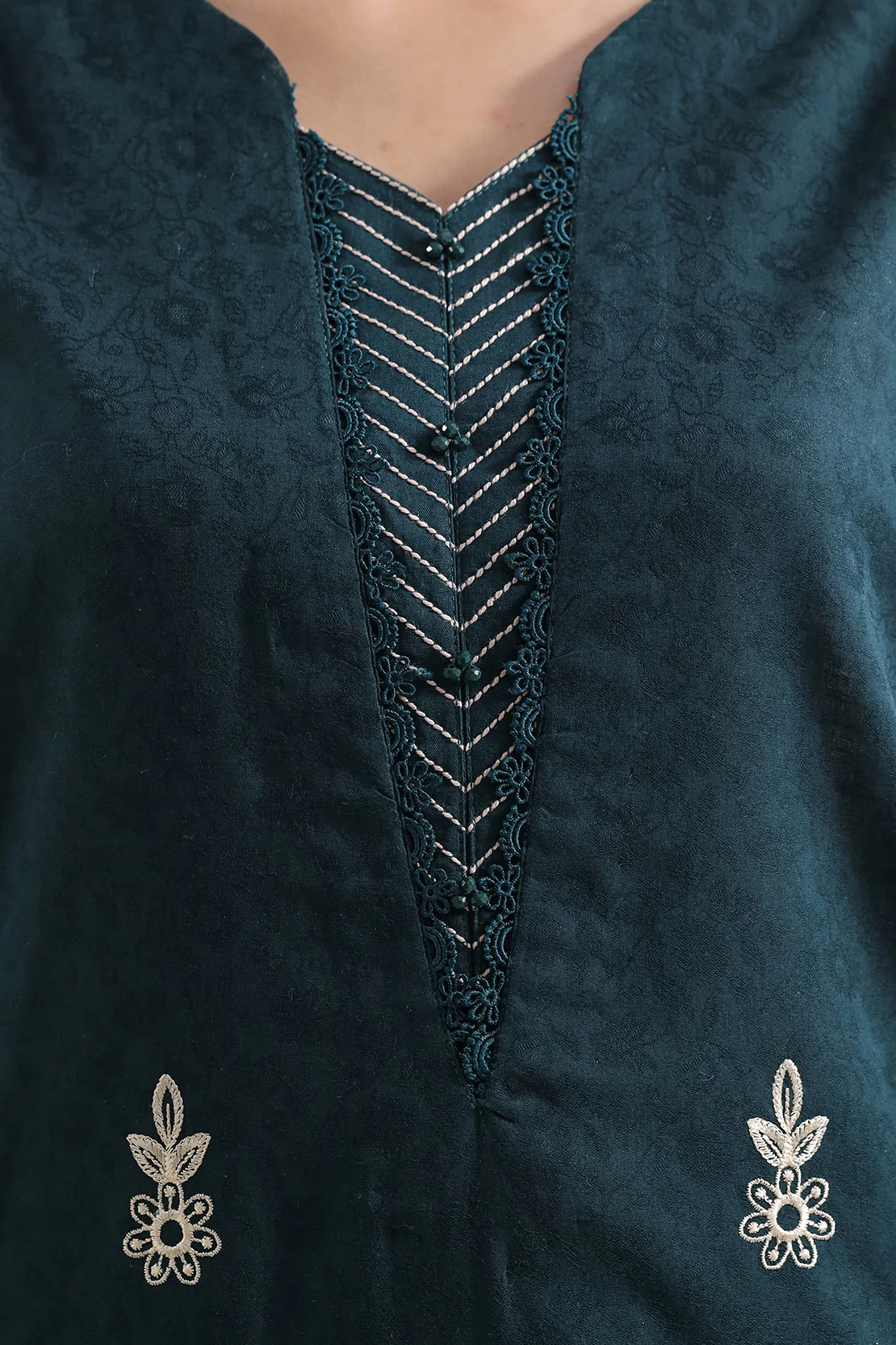 Unstitched Solid Embroidered Self Jacquard 3 Piece - Image 4