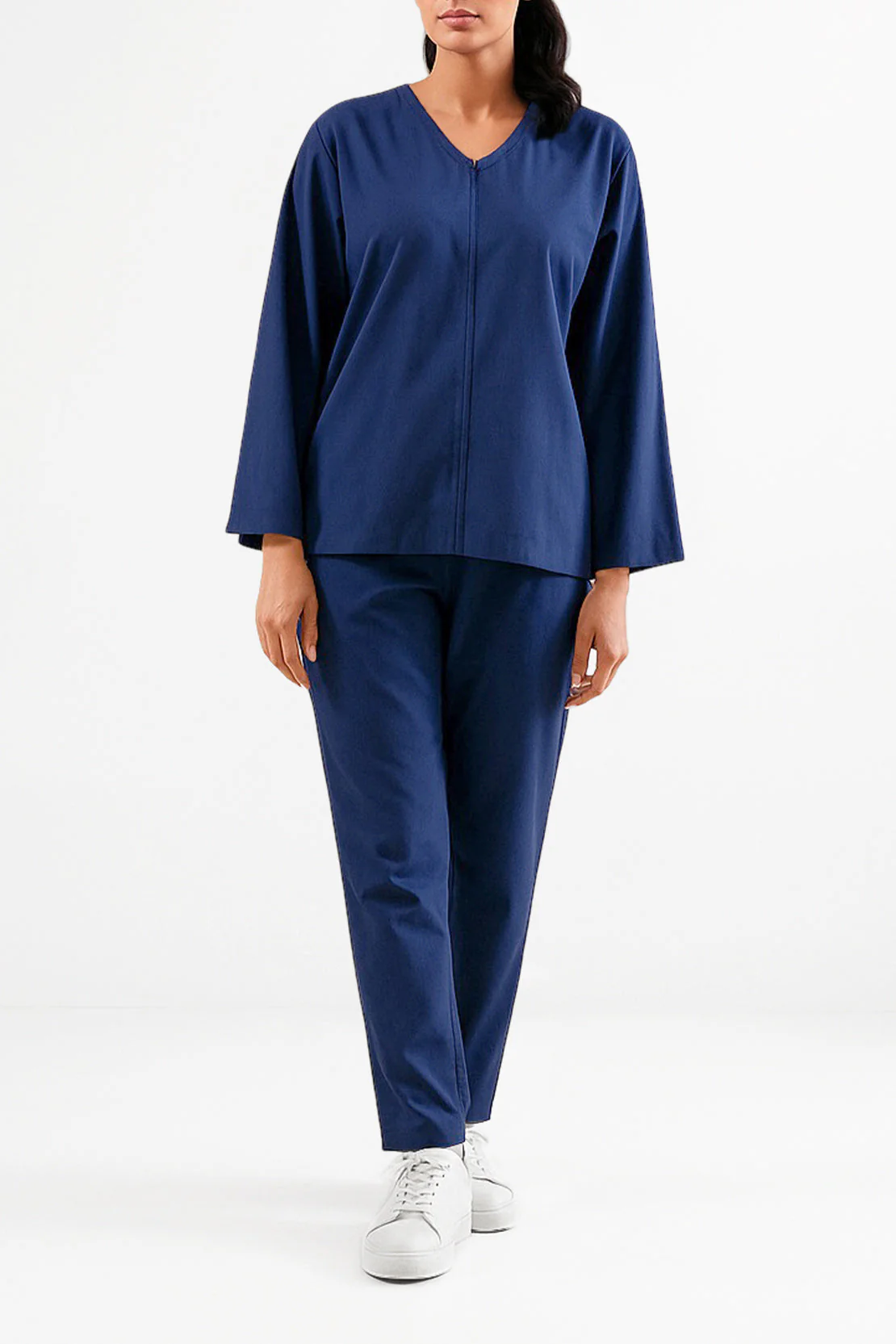 V-Neck Wide Sleeve Crepe Top - Image 3
