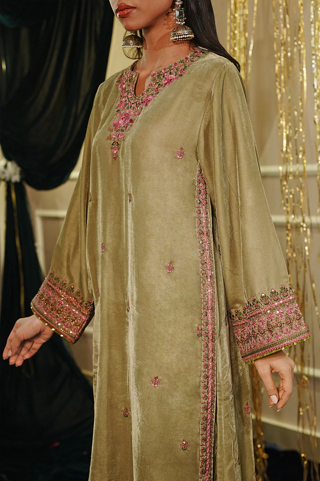 Embroidered Velvet Stitched (Shirt/Trouser) - Image 3