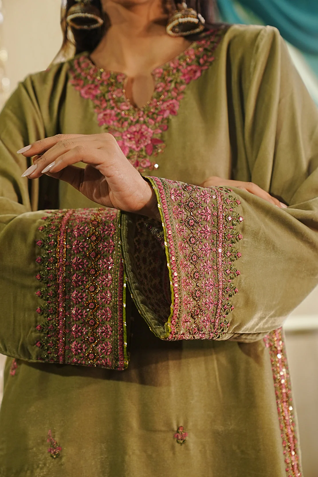 Embroidered Velvet Stitched (Shirt/Trouser) - Image 7