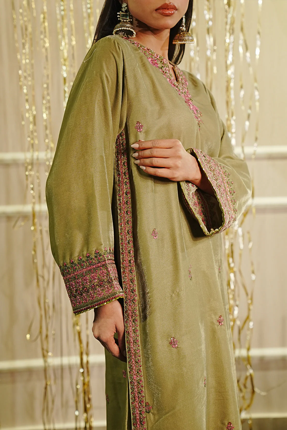 Embroidered Velvet Stitched (Shirt/Trouser) - Image 8